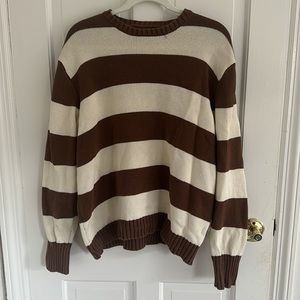 PACSUN: John Galt California Brown and Cream Striped Sweater